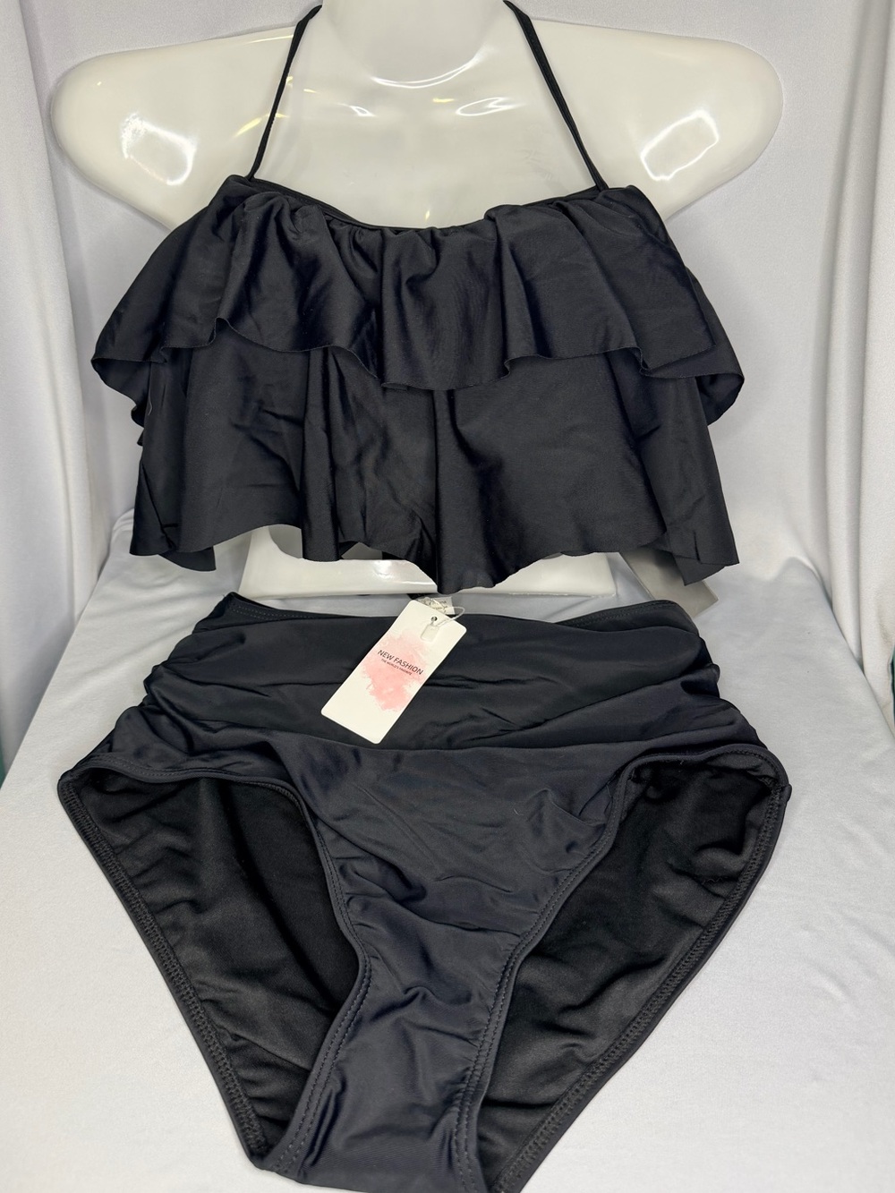 Women’s size Small, 2 piece bathing suit, black, NWT